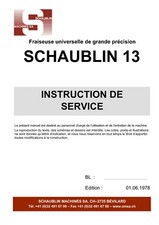 Fresatrice Universale Schaublin 13 Manuale uso e manutenzione PDF
