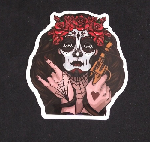 Woman wearing sugar - skull, mask