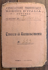 1920 ASSOCIAZIONE NAZIONALE REDUCI D'ITALIA,TESSERA di RICONOSCIMENTO-12975/97
