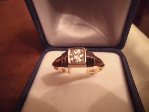 Anello solitario antico - ,