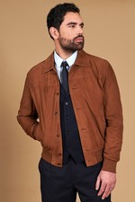 Bomber  Pelle Uomo Renna Camoscio Cuoio Giubbotto Vera Pelle Mike