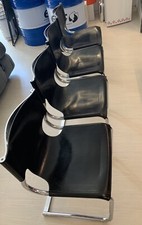 Sedie Mid-century In Metallo Cromato E Pelle Anni 70 Italia 