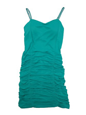 ABITO MIDI DONNA aderente con spalline, gonna plissettata verde acqua Tg U nuovo