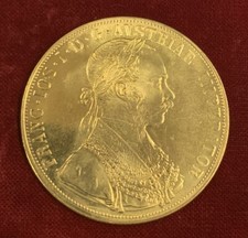 484 - Austria Ungheria - RIPRODUZIONE Moneta da 4 Ducati Francesco Giuseppe 1915