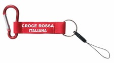 Moschettone Portachiavi Rosso con stampa Croce Rossa Italiana
