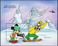 Grenada 1991 Disney Topolino Fotocamera Ghiaccio Scultura Stampex Giapponese