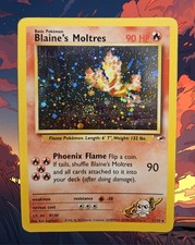 Pokemon Blaine's Moltres 1/132 Gym Heroes - HOLO SWIRL - Eng - EXCELLENT