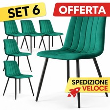 Set 6 Sedie Velluto Verde