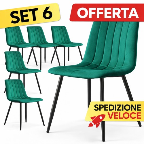 Set sedie velluto verde - set, 6