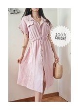 Vestito camicia midi rosa