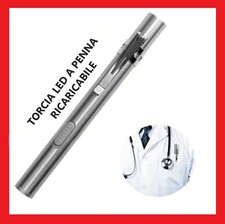 Mini Torcia LED a Penna Lampada Tascabile Torcia USB Ricaricabile STUDIO MEDICO 