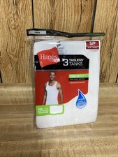 Hanes Canotte Uomo Taglia Small 34-36" Cotone Bianco Confezione 3 Senza Etichetta Nuove