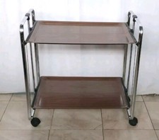 Dinett Carrello di Servizio Porta  Vivande Tavolino BAR  Noce  Finitura Cromo 