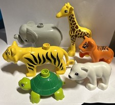 Lotto 6 Duplo LEGO Zoo Animali Tigre Orso Polare Baby Tiger Tartaruga