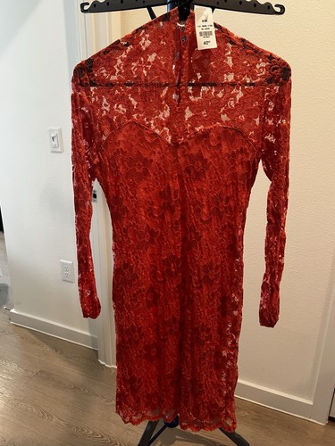Red lace long sleeve mini - sleeve,