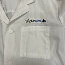 Red Panda Lab Coat 2XL CanMedLabs Logo with Front Pockets and Side Vents