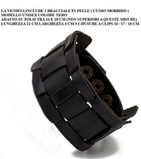 BRACCIALE CUOIO PUNK NERO