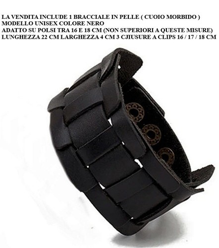Bracciale cuoio punk nero - cuoio,