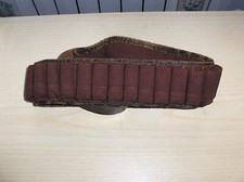 Antica cartuccera da caccia in stoffa robusta e cinghia in pelle con fibbia