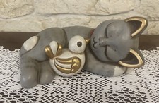 Thun Gatto RESI Con Uccellino.Vecchia Manifattura.Fuori Produzione. cm 23 ca. ￼