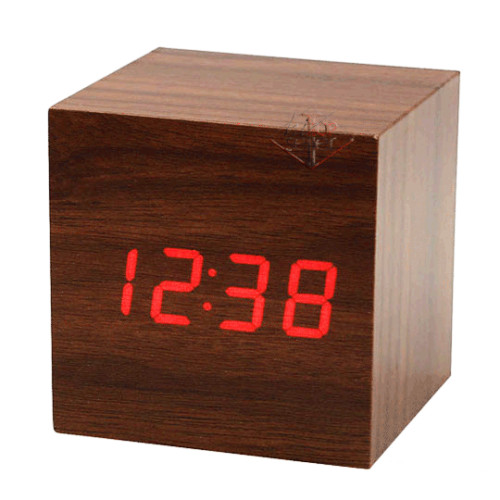 Sveglia cubo legno orologio - legno,
