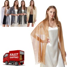 Sciarpa donna metallizzata scintillante sera festa matrimonio scintillante glitter sciarpe