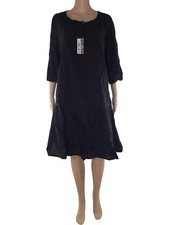 Benetton Abito Vestito Ginocchio Donna 42 Eu38 M Medium Nero Manica 3/4 Svasato