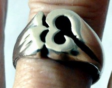 ANELLO IN ARGENTO MASSICCIO SIMBOLO OHM O OM-Peso 8,79 gr.-USATO SENZA  SCATOLA