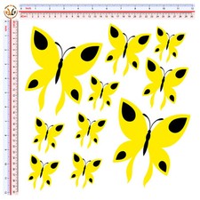 Farfalle adesivi moto casco sticker buttefly yellow black print pvc 10 pz.