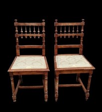 Antica Coppia Sedie In Legno Di Noce 
