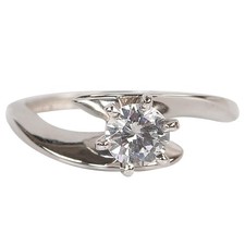 Anello unico solitario promessa diamante taglio brillante gioiello oro...