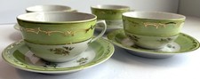 Tazza da tè e piattino vintage Dulevo Russia URSS oro e verde, SET DI 4