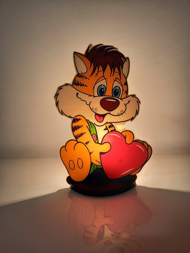Lampada gatto con cuore - con, rosso