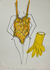 Dipinto Disegno Tecnica Mista Abbigliamento intimo Femminile Opera Firma Dedica