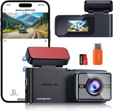 POYBPCY Q23 Wifi Dash Cam Auto,4K FHD Telecamera per Auto con Scheda SD 64G