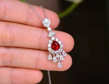 3Ct Pear Cut Ruby & Diamonds