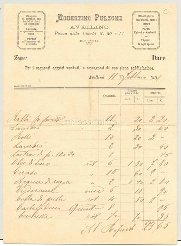 Avellino 1901 fattura - -,