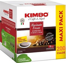 kimbo 200 cialde | macinato fresco | intensità 11/13 | filtro carta ese 44m