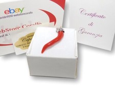 Ciondolo corno in corallo rosso in argento 925 pietra preziosa Cornicello uomo donna e catena