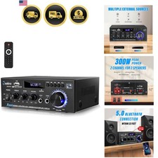Amplificatore Audio Stereo 300W Bluetooth Home Theater 2 Canali FM USB SD