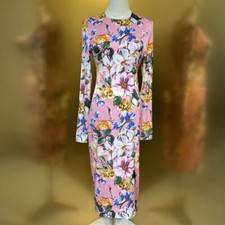 Abito lungo donna rosa stampa