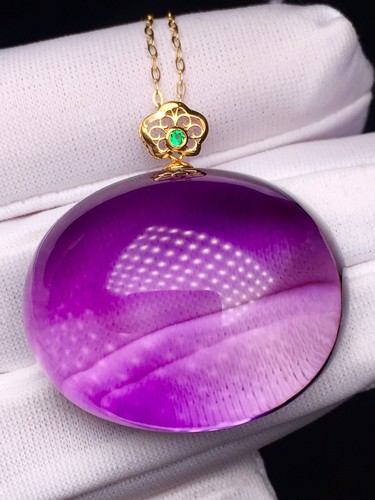 Natural amethyst round pendant - round,