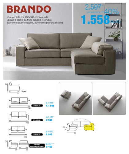 Divano componibile 236x188 - cm,