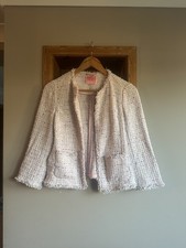 Giacca blazer Kate Spade New York rosa pallido misto cotone aperto davanti US4 UK8 