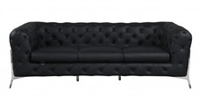 93" Black Italian Leather