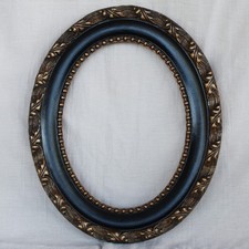 Cornice Ovale STILE BAROCCO Antica NERA e RILIEVI DORATI Epoca 900 Vintage