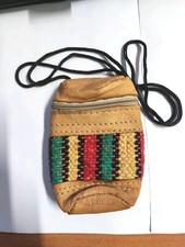 Borsa a tracolla vintage hippie boho in pelle intrecciata multicolore.