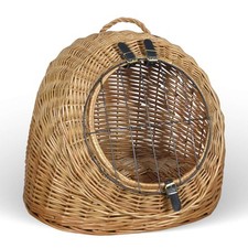 Cuccia trasportino borsa da viaggio in vimini per gatti con manico lettino