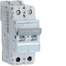 Interruttore Automatico Magnetotermico 2 Poli 16 A 6 Ka Curva C 2 M. Din Hager M