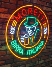 Moretti Birra Brewing Italiana Beer 24"x24" Neon Sign Light Lamp Bar Open Glass